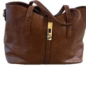 Elegant Brown Leather Bucket Bag